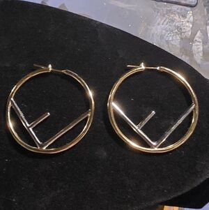 USED...Fendi Gold and Silver Hoop Earrings